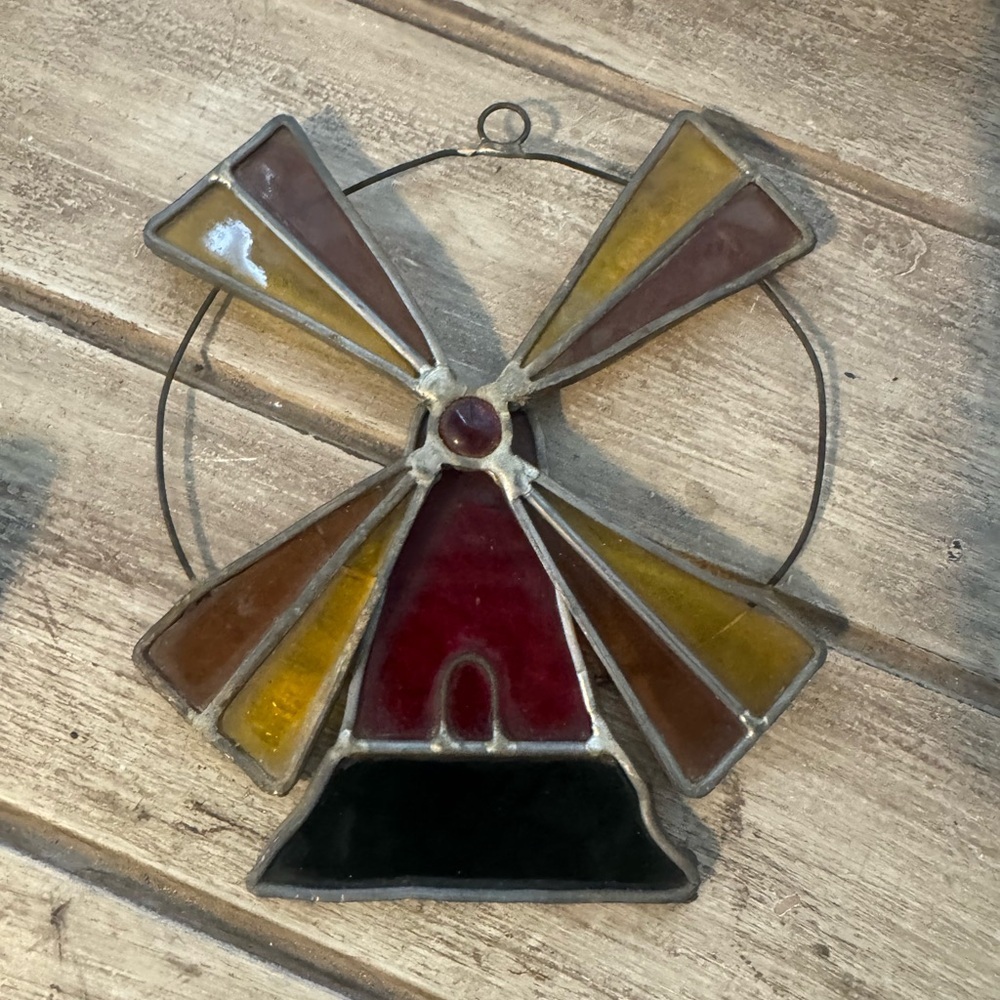 Stained Glass Windmill Art Decor